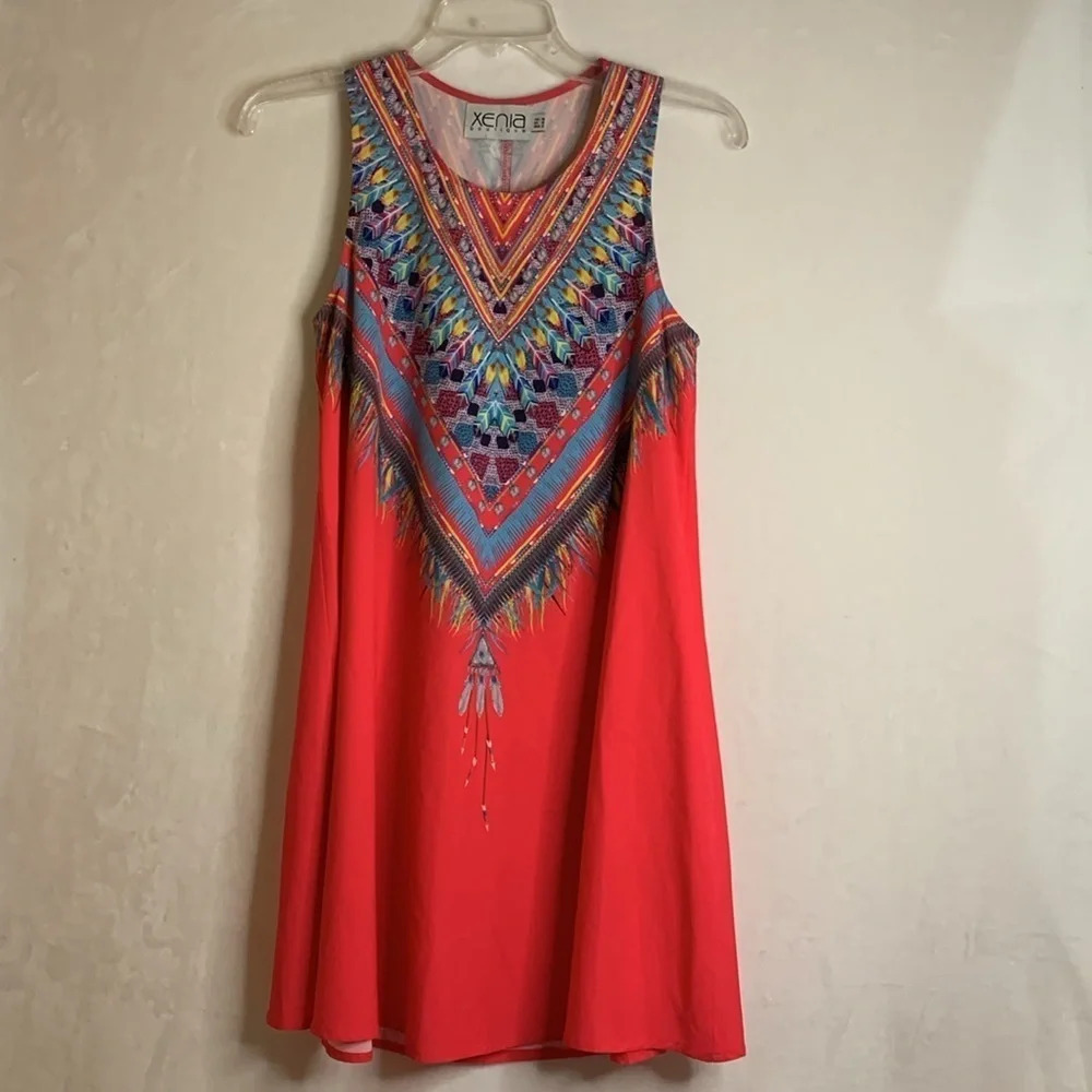 Xenia Boutique Fuchsia Pink Sheath Dress with Tribal Detail Size 2